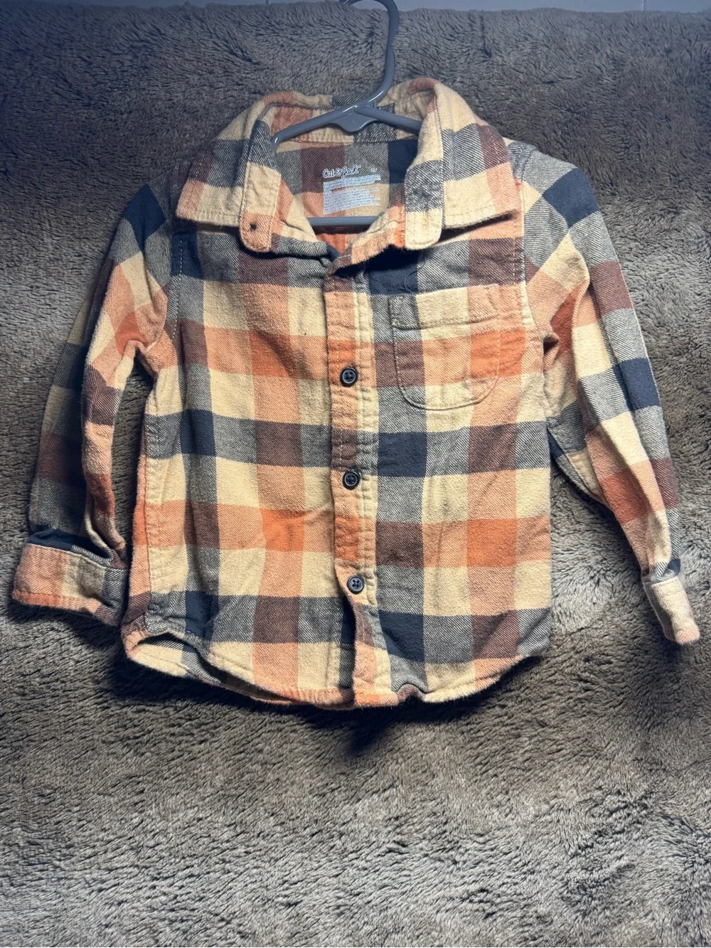 OshKosh B'gosh Toddler Brown Orange Plaid Button-Up Shirt